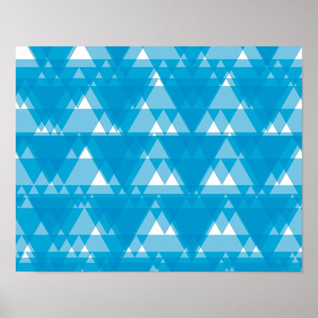 Blue, cool, modern, trendy overlapped triangles poster (Front)