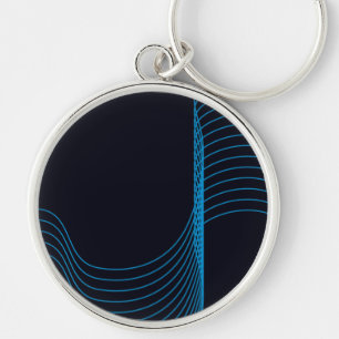 Blue, cool, modern, trendy, simple curvy lines key ring