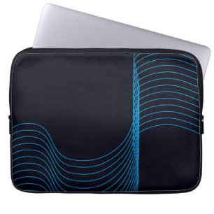 Blue, cool, modern, trendy, simple curvy lines laptop sleeve