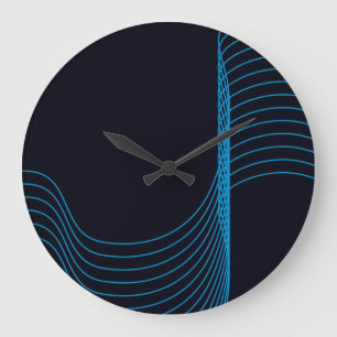 Blue, cool, modern, trendy, simple curvy lines large clock