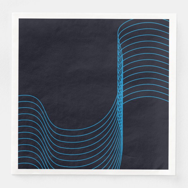 Blue, cool, modern, trendy, simple curvy lines napkin (Front)