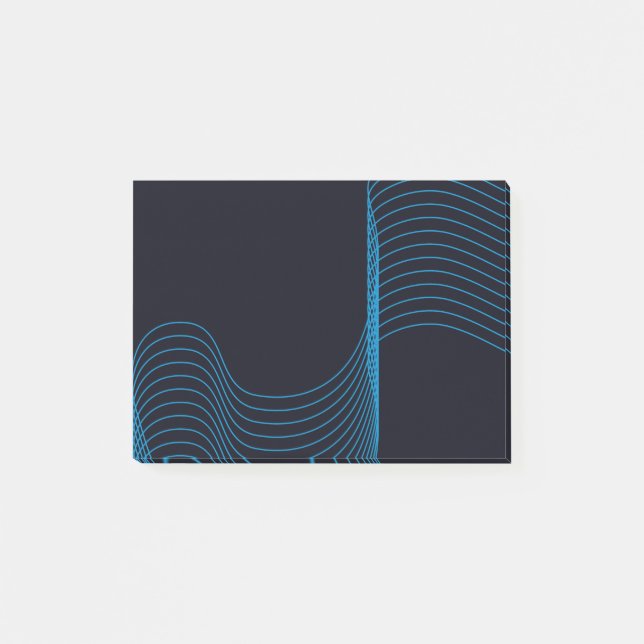 Blue, cool, modern, trendy, simple curvy lines post-it notes (Front)