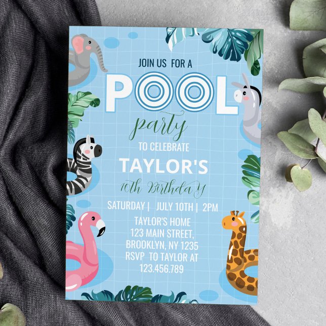 Blue Cool Pool Boy Birthday Invitation  (Creator Uploaded)