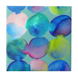 Blue cool watercolor abstract art tile