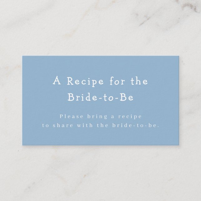 Blue Coordinate Bridal Shower Recipe Request Enclosure Card (Front)