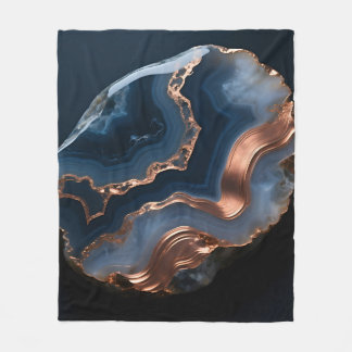Blue Copper Banded Agate Gemstone Close Up Fleece Blanket