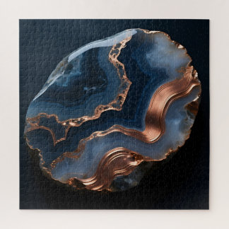 Blue Copper Banded Agate Gemstone Close Up Jigsaw Puzzle
