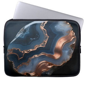 Blue Copper Banded Agate Gemstone Close Up Laptop Sleeve