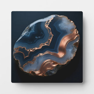 Blue Copper Banded Agate Gemstone Close Up Plaque