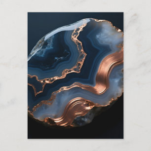 Blue Copper Banded Agate Gemstone Close Up Postcard