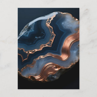 Blue Copper Banded Agate Gemstone Close Up Postcard