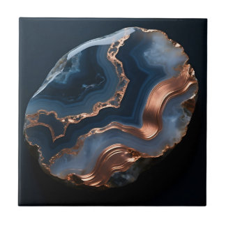 Blue Copper Banded Agate Gemstone Close Up Tile