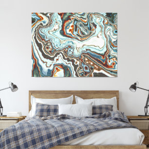 Blue Copper Marble Geode Flow Canvas Print