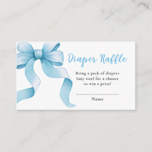 Blue Coquette Bow Baby Shower Diaper Raffle Enclosure Card