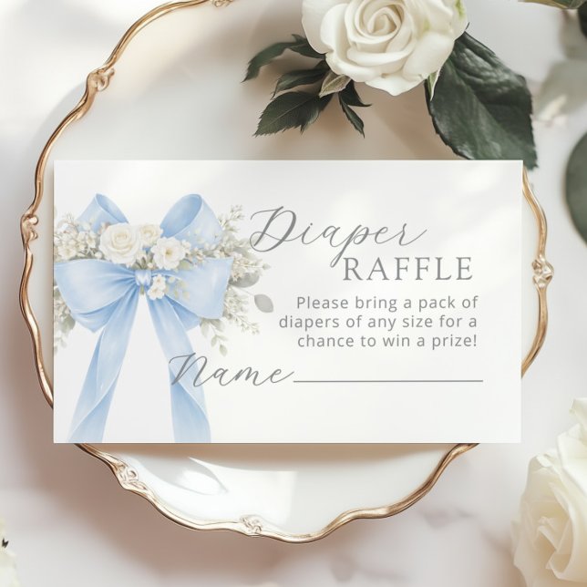 Blue Coquette Bow Diaper raffle ticket Enclosure Card (Creator Uploaded)
