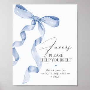Blue Coquette Bow Favours Party Decor Sign