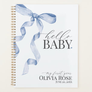 Blue Coquette Bow Girl Baby Gift My First Year Planner