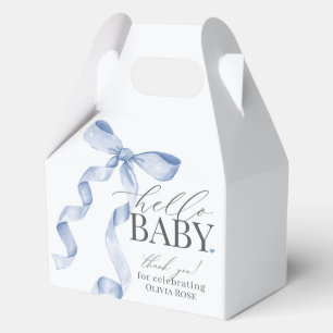 Blue Coquette Bow Girl Baby Shower Gift Favour Box