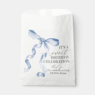 Blue Coquette Bow Girl Birthday Party Dessert  Favour Bags