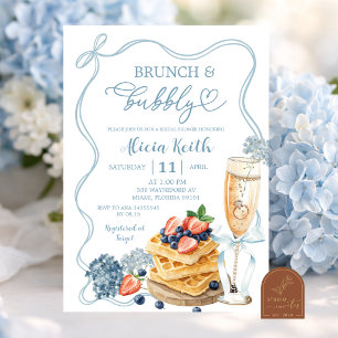 Blue Coquette Bow Hydrangea Bridal Shower Invitation