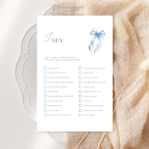 Blue Coquette Bow I Spy Bridal Shower Game