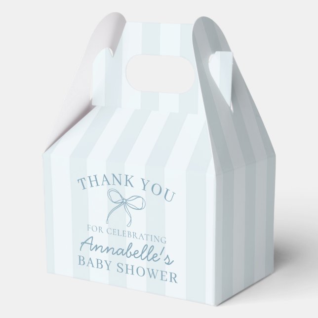 Blue Coquette Bow Pastel Baby Shower Dessert Favour Box (Front)