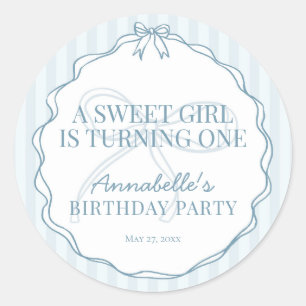 Blue Coquette Bow Pastel Birthday Invite Seal