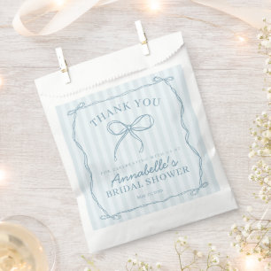 Blue Coquette Bow Pastel Bridal Shower Dessert Favour Bags