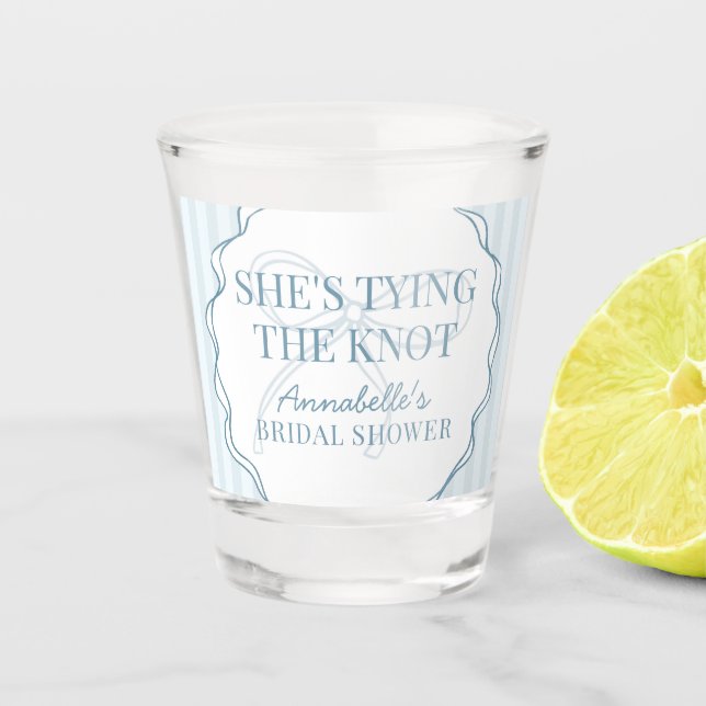 Blue Coquette Bow Pastel Bridal Shower Favour Shot Glass (Front)