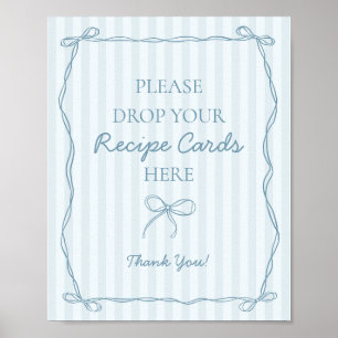 Blue Coquette Bow Pastel Share a Recipe Bridal Poster