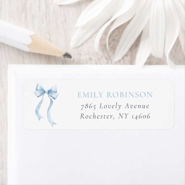Blue Coquette Bow Return Address (Insitu)