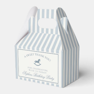 Blue Coquette Bow Rocking Horse Birthday Favor Box