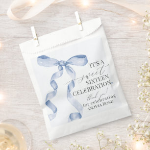 Blue Coquette Bow Sweet 16 Birthday Party Dessert Favour Bags
