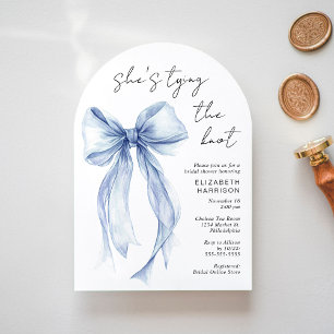 Blue Coquette Bow Watercolor Arch Bridal Shower Invitation