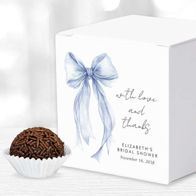 Blue Coquette Bow Watercolor Bridal Shower Favour Box (Creator Uploaded)