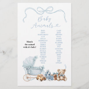 Blue Coquette Carriage Baby Animals Game Sign
