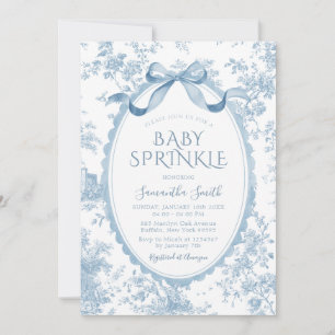 Blue Coquette Chinoiserie Toile Girl Baby Sprinkle Invitation