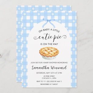 Blue Coquette Cutie Pie Baby Shower Invitation