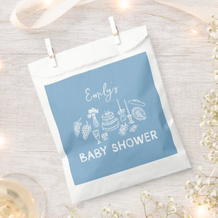 Blue coquette modern hand drawn baby shower favour bags