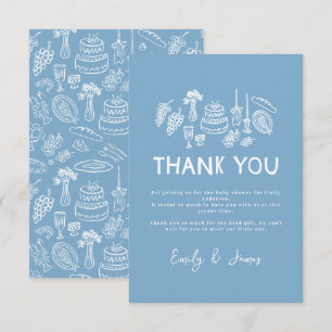 Blue coquette modern hand drawn Thank You Card