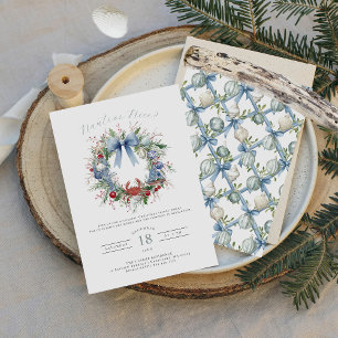 Blue Coquette Nauti or Nice Coastal Christmas Invitation