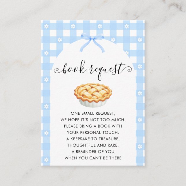 Blue Coquette Pie Book Request Enclosure Card (Front)