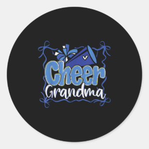 Blue Coquette Pom Poms Bow Cheer Grandma G-ma Chee Classic Round Sticker