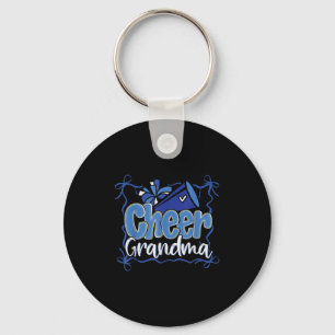 Blue Coquette Pom Poms Bow Cheer Grandma G-ma Chee Key Ring
