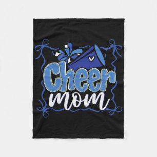 Blue Coquette Pom Poms Bow Cheer Mom Mama Cheerlea Fleece Blanket