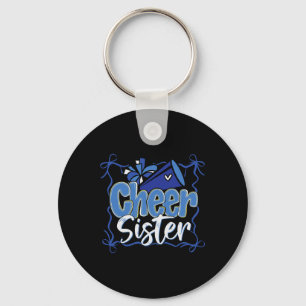 Blue Coquette Pom Poms Bow Cheer Sister Cheerleadi Key Ring