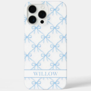 Blue Coquette Watercolor Bows iPhone 16 Pro Max Case