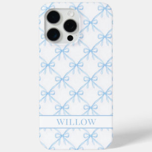 Blue Coquette Watercolor Bows iPhone 15 Pro Max Case