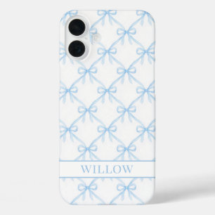 Blue Coquette Watercolor Bows iPhone 16 Plus Case