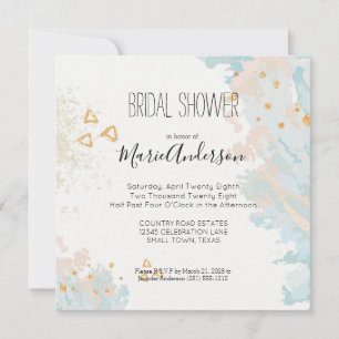 Blue Coral Abstract Shower Invitation